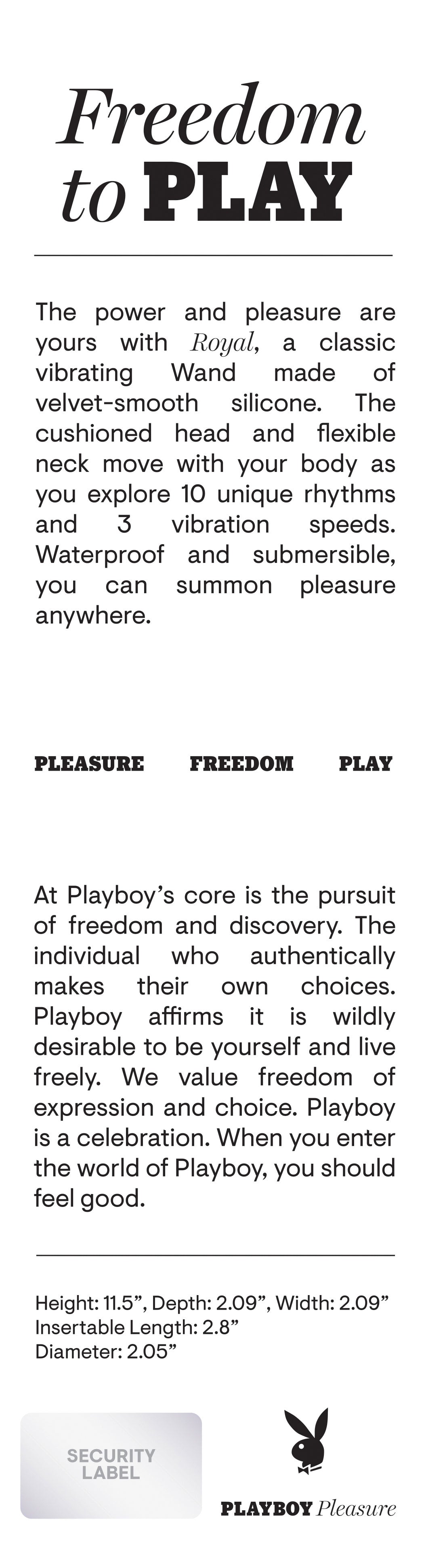 Playboy Pleasure ROYAL Velvet Silicone Wand Vibrator