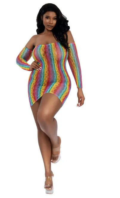 Rainbow Mini With Arm Warmers – Nylon Spandex Lingerie Set