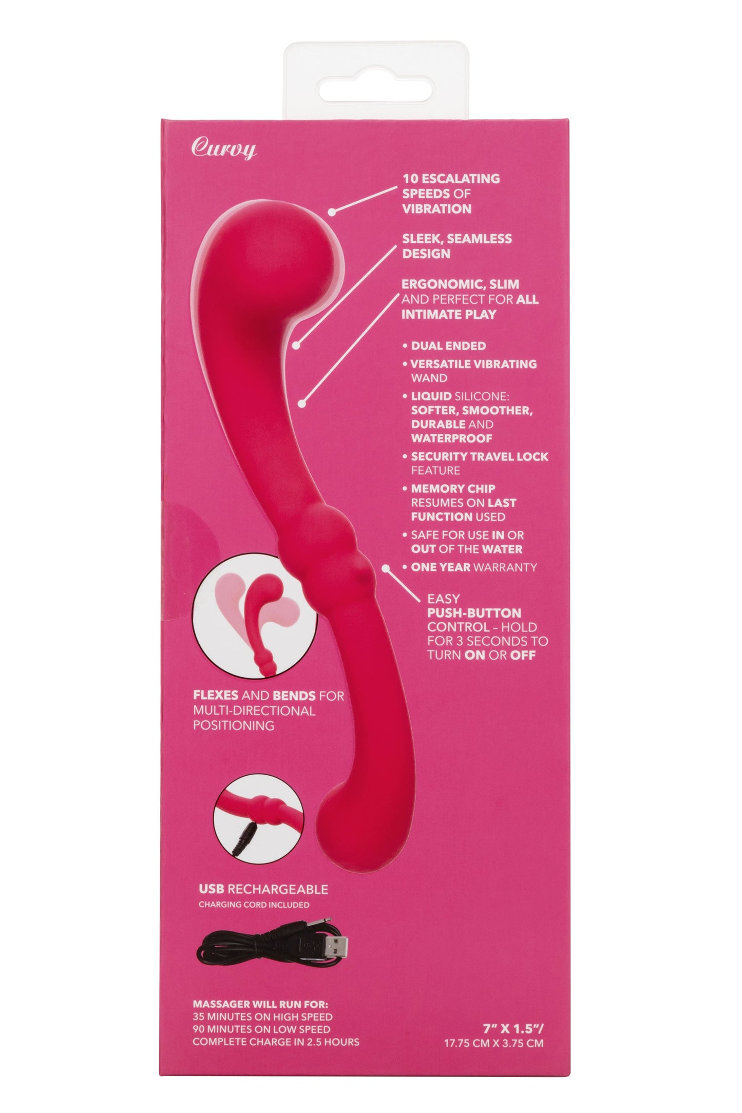 Pretty Little Wands Curvy Slim Pink Silicone Massager with 10 Speeds