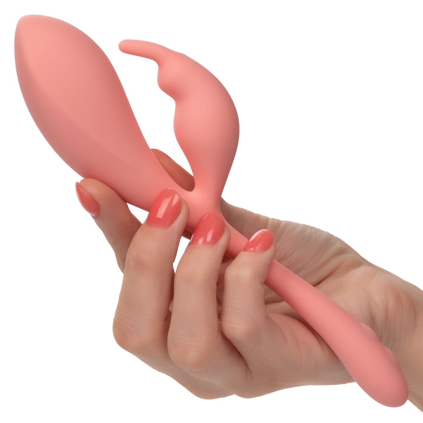 Elle Liquid Silicone Bunny Vibrator in Soft Pink with 10 Vibration Functions and Flexible Body