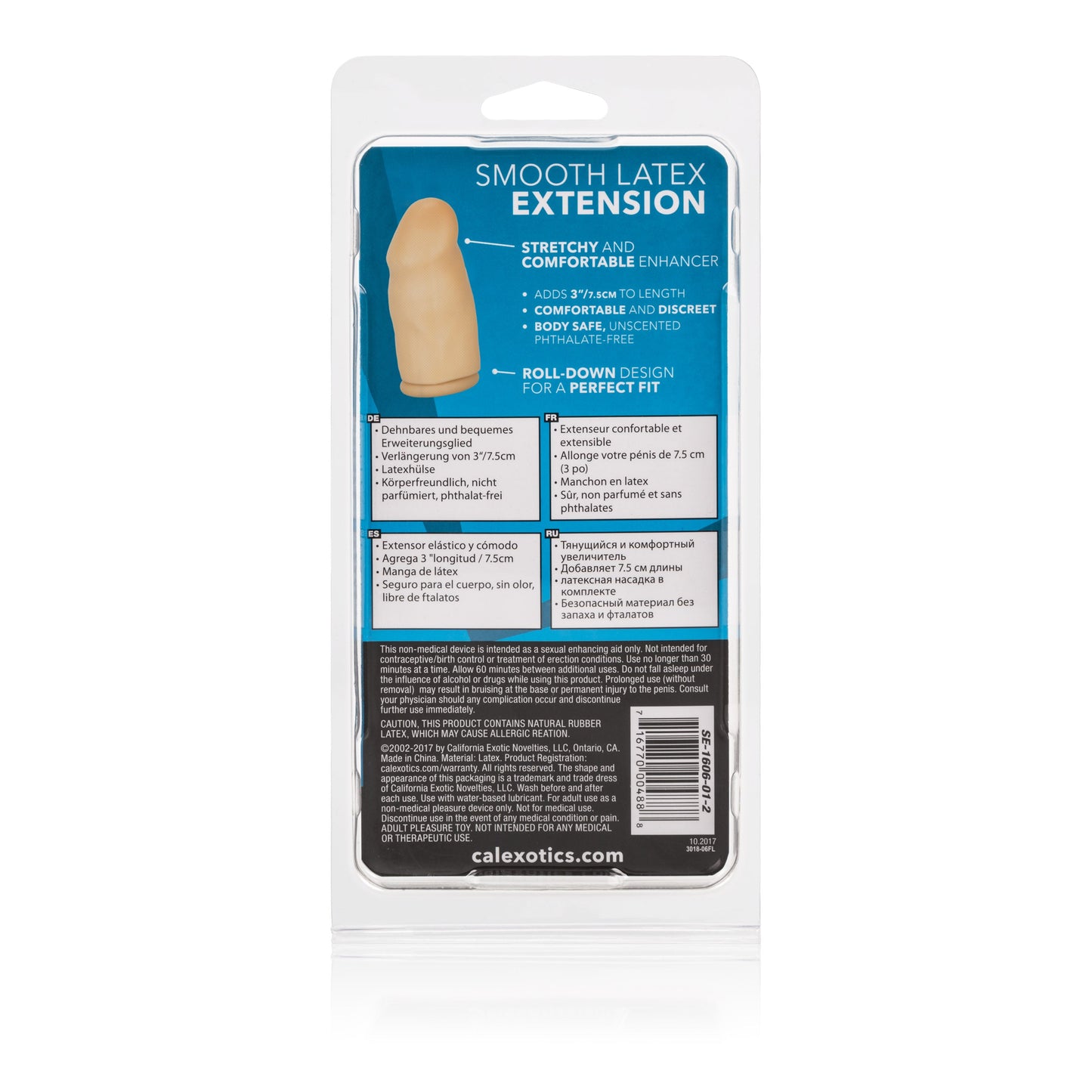 Smooth 3 Inch Ivory Latex Penis Extension with Roll Down Sleeve