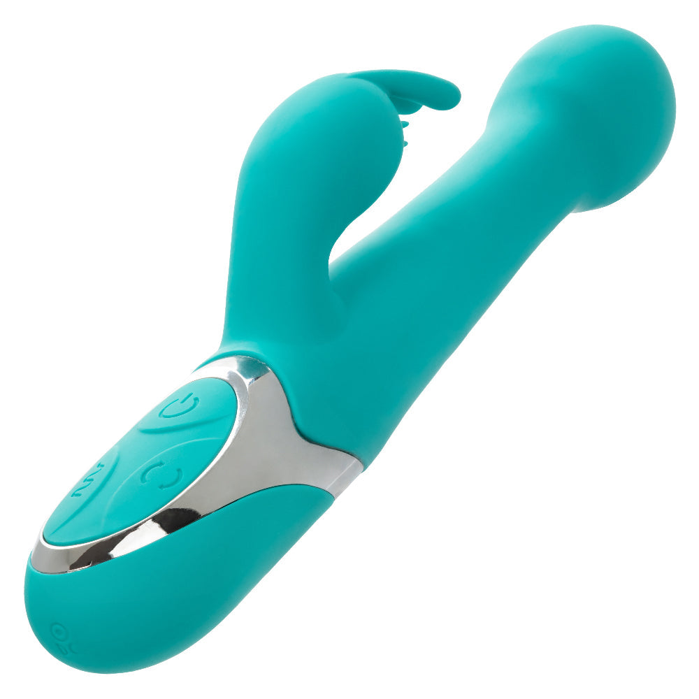 CalExotics Enchanted Oscillate Teal with Thrusting and Rotating, Rechargeable, Waterproof Silicone, 8.5 Inches