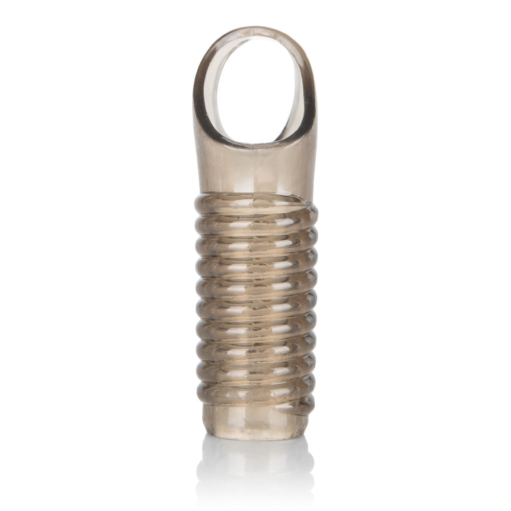Stimulation Enhancer Smoke Ridged Thick Textured Sleeve with Scrotum Support Strap