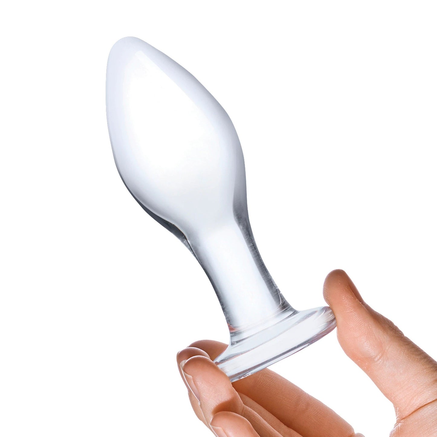 Glas 4 Inch Classic Clear Glass Butt Plug with Flared Base