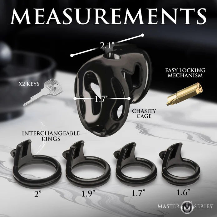 Hard Stop Double Ring Chastity Cage Black