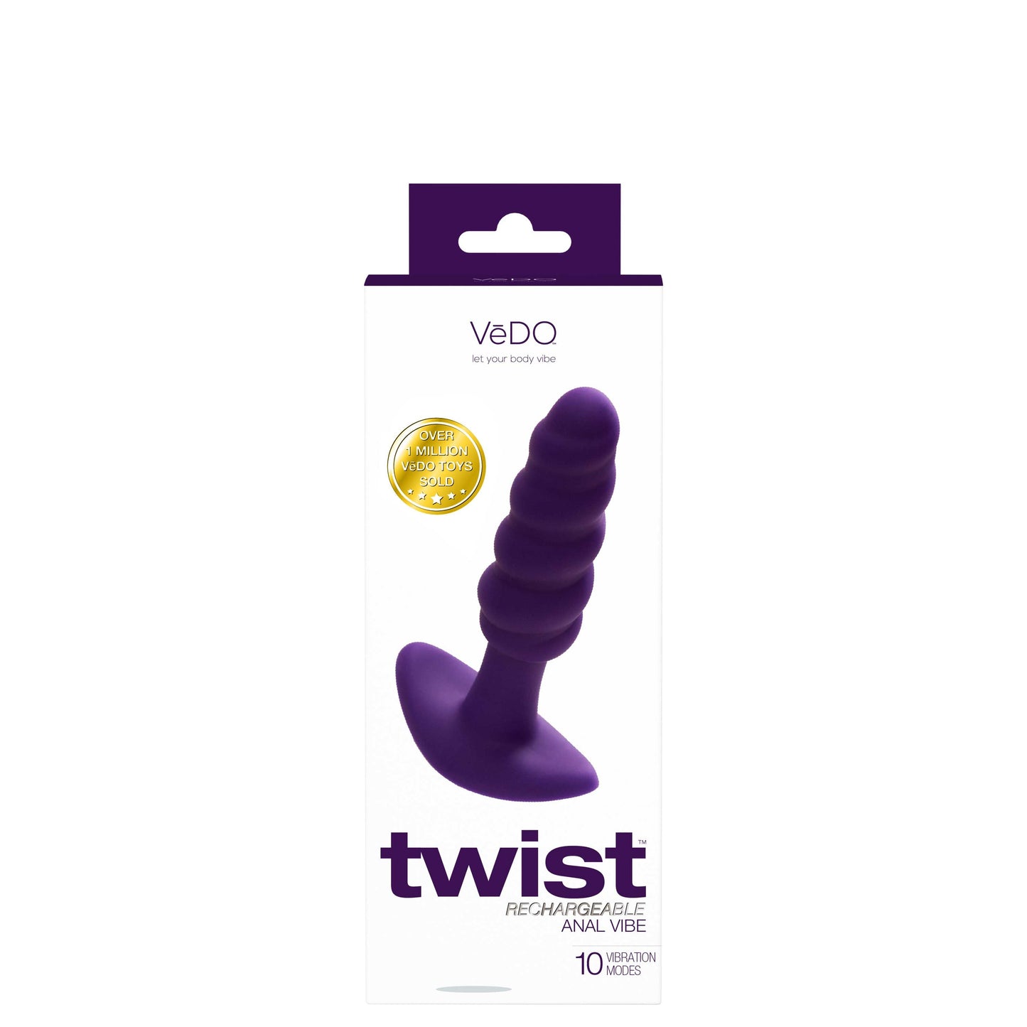 Twist Rechargeable Anal Vibe (Deep Purple) – Powerful 10 Mode Slim Anal Vibrator