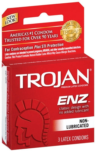 Trojan Enz Non-Lubricated Latex Condoms 3 Pack Adult Intimacy