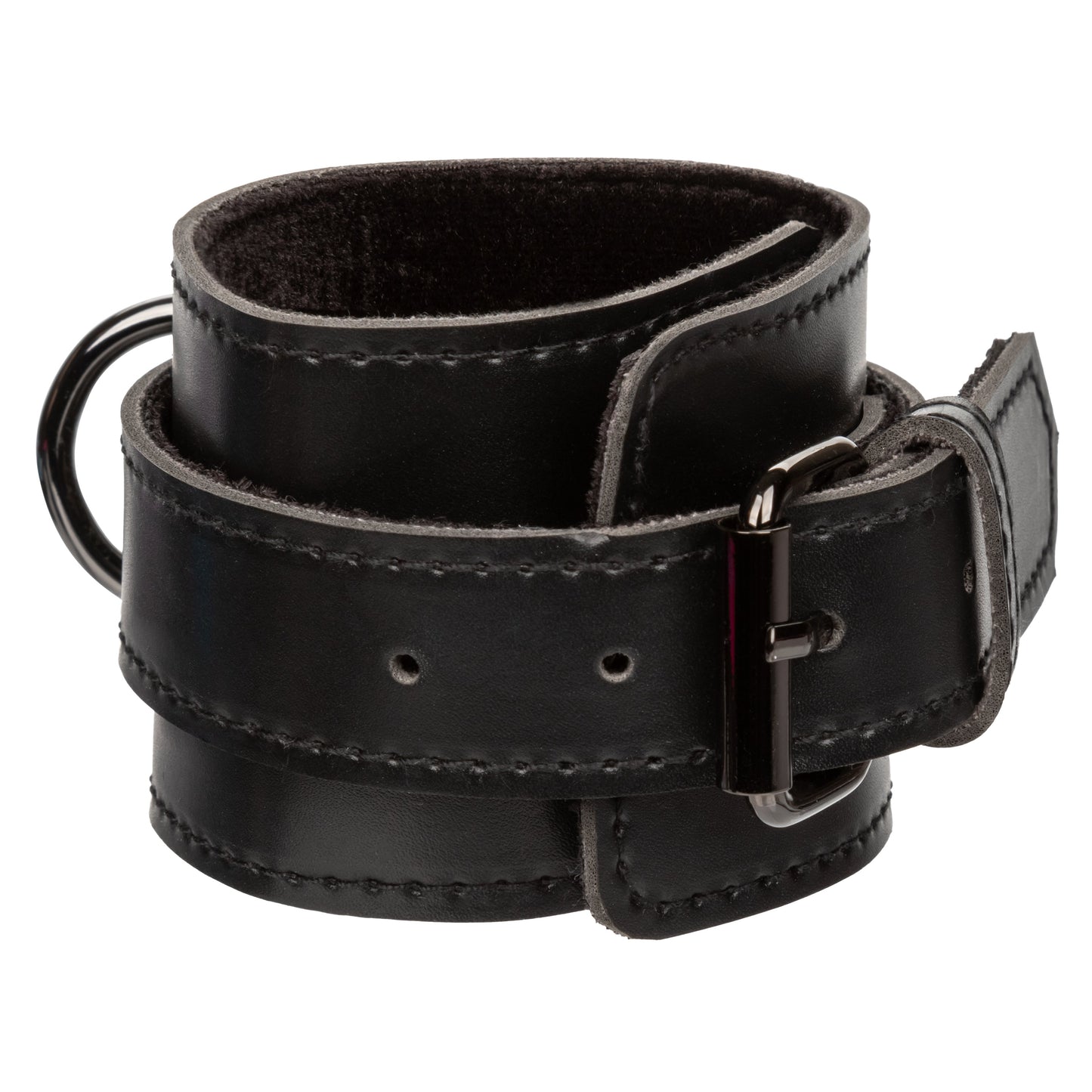 Euphoria Collection Adjustable Black Velvet and Vegan Leather Ankle Cuffs with Metal Clasps