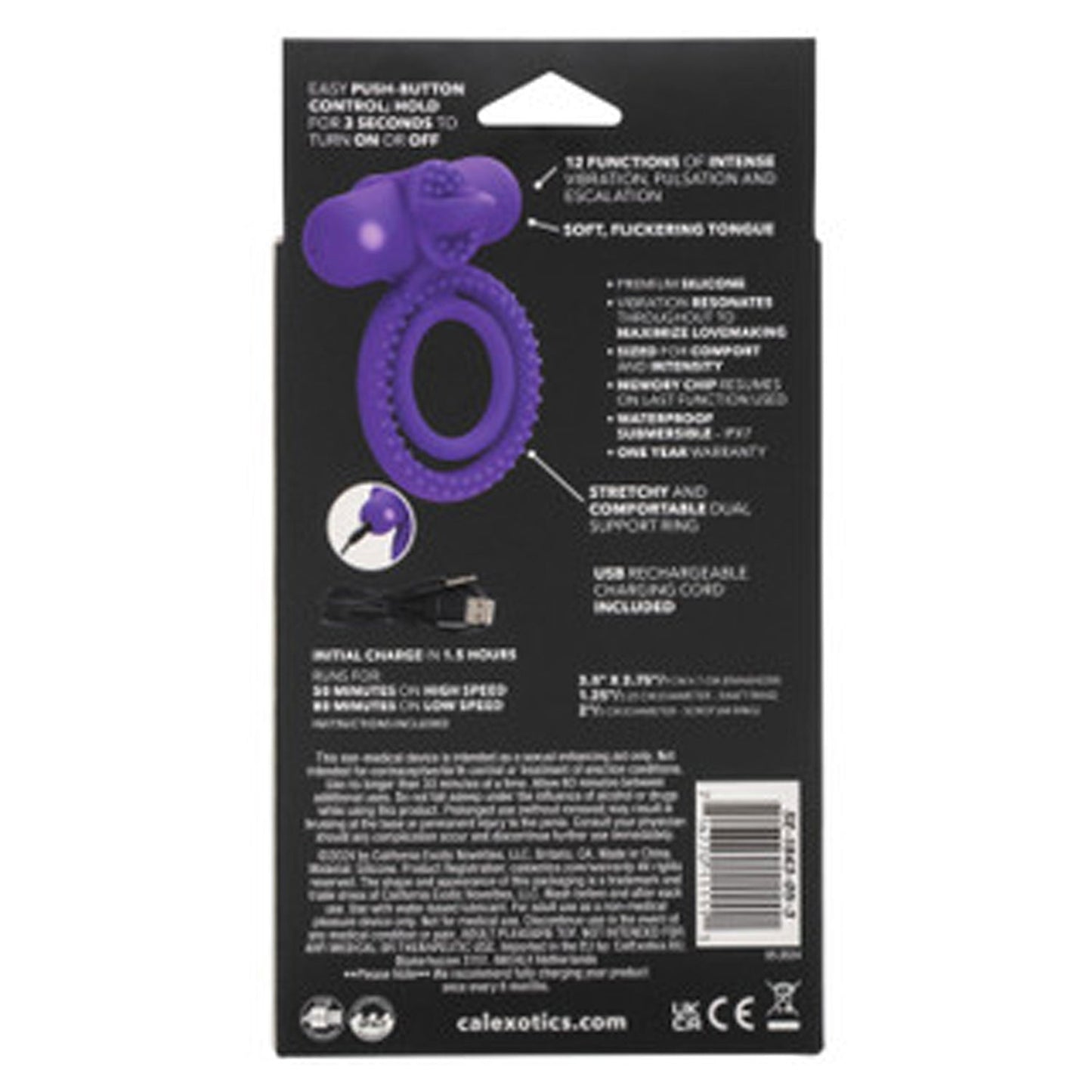 Silicone Dual Climaxer Vibrating Couples Enhancer Purple Waterproof Rechargeable