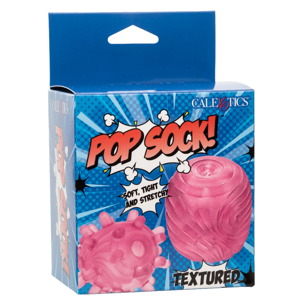 Pop Sock Textured Pink Soft Tight Stretchy Reversible Masturbator with Dual Sensations and Suction Closure