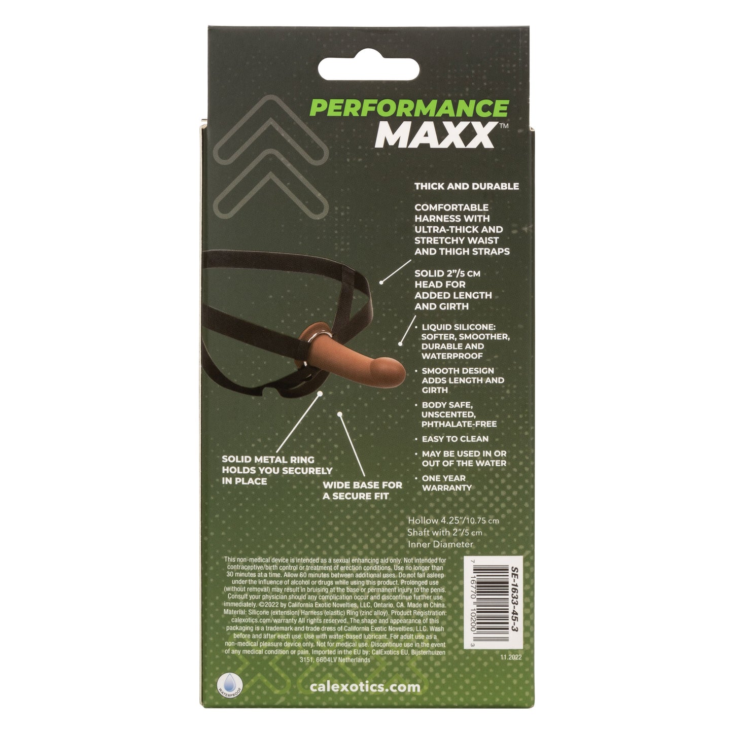 Performance Maxx Extension with Harness Brown 2 Inch Liquid Silicone Sleeve and Adjustable Straps