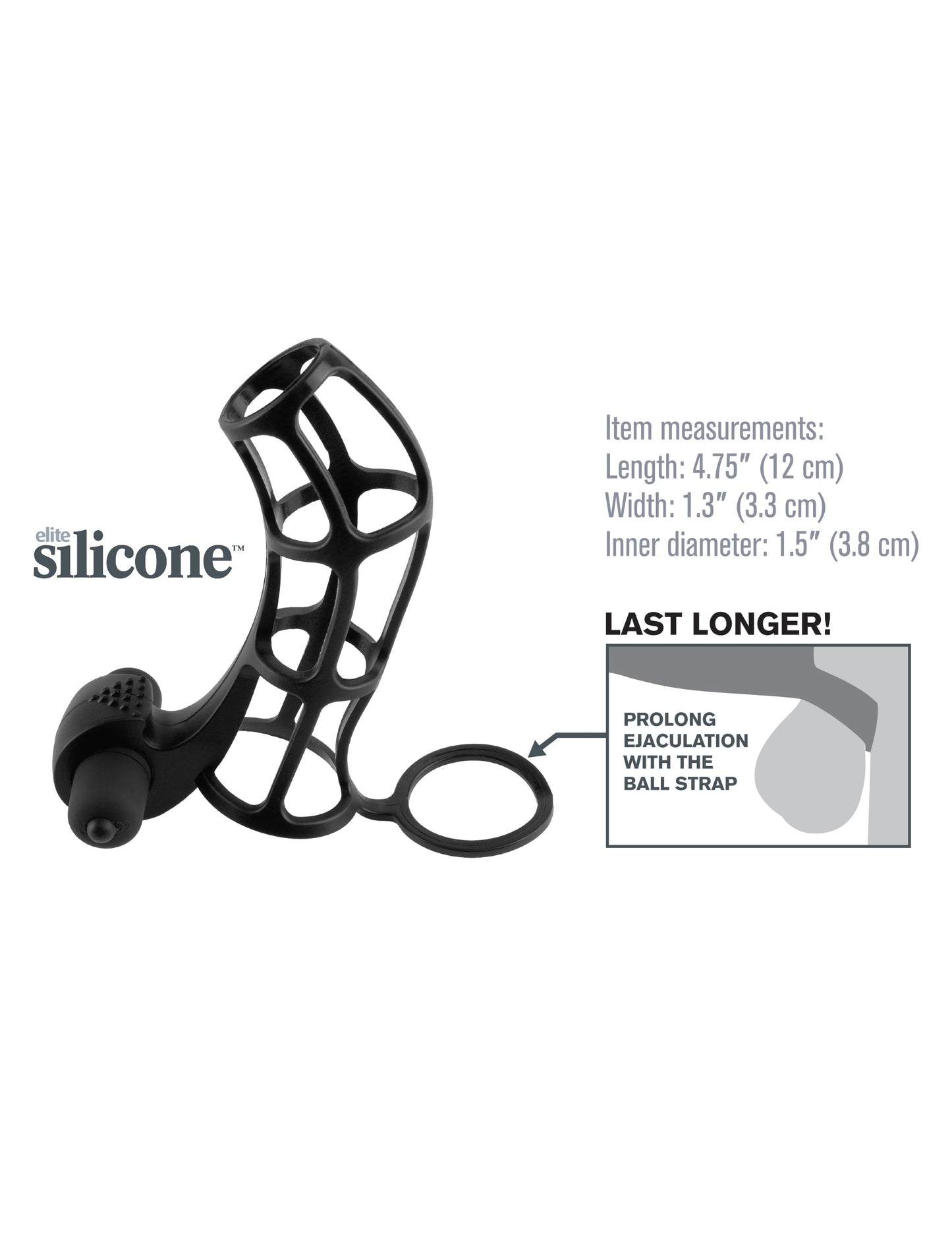 Deluxe Silicone Power Cage Erection Enhancer in Black