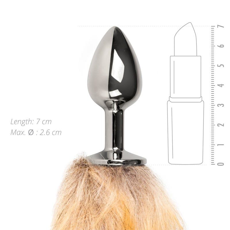 Fox Tail No 1 Silver Plug with Faux Fur Tail and Aluminum Butt Plug