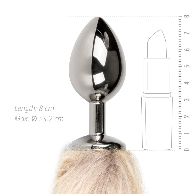 Fox Tail No 2 Silver Butt Plug with Faux Fur Tail