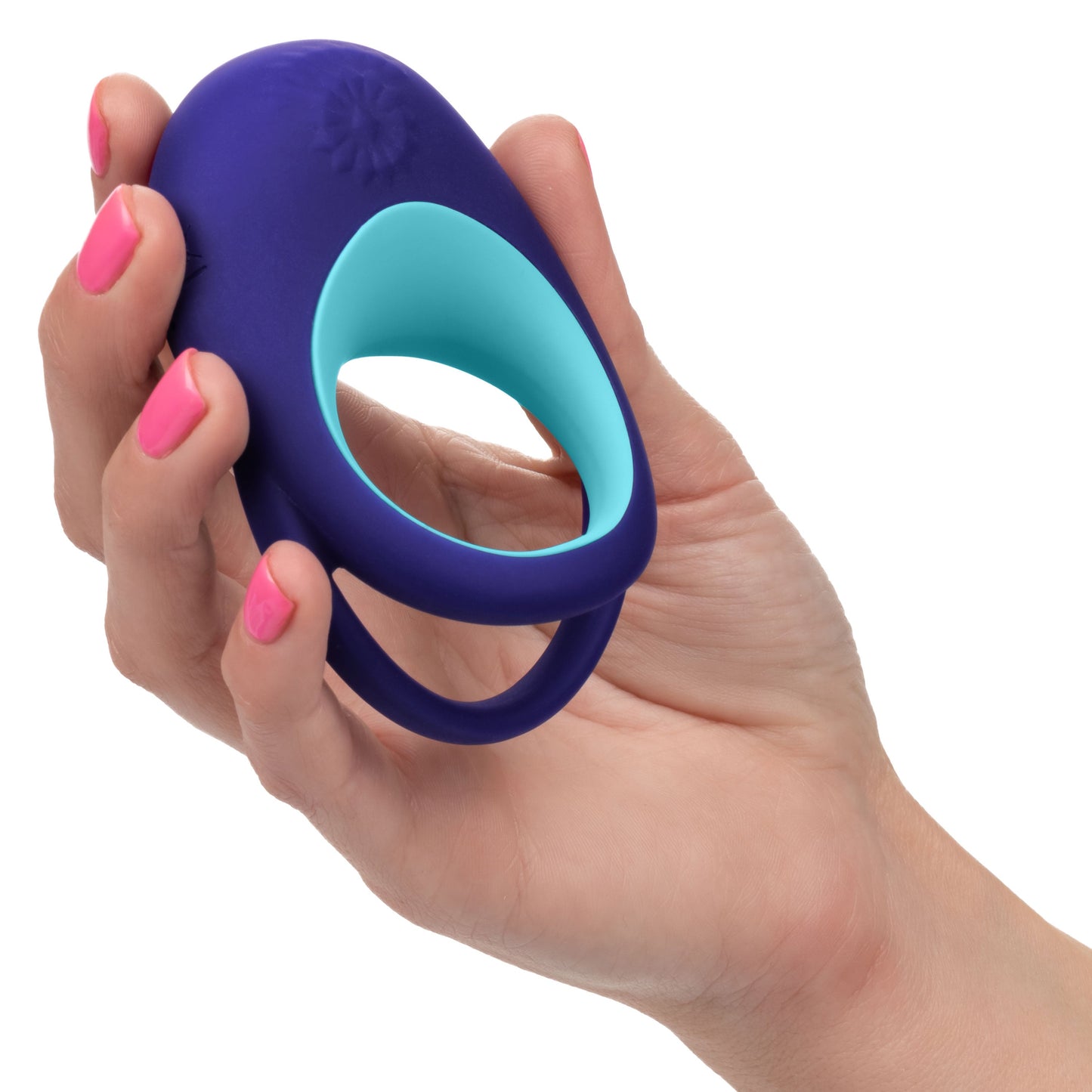 Link Up Alpha Vibrating Couples Enhancer Ring Two-Piece Set Blue and Turquoise Waterproof Silicone