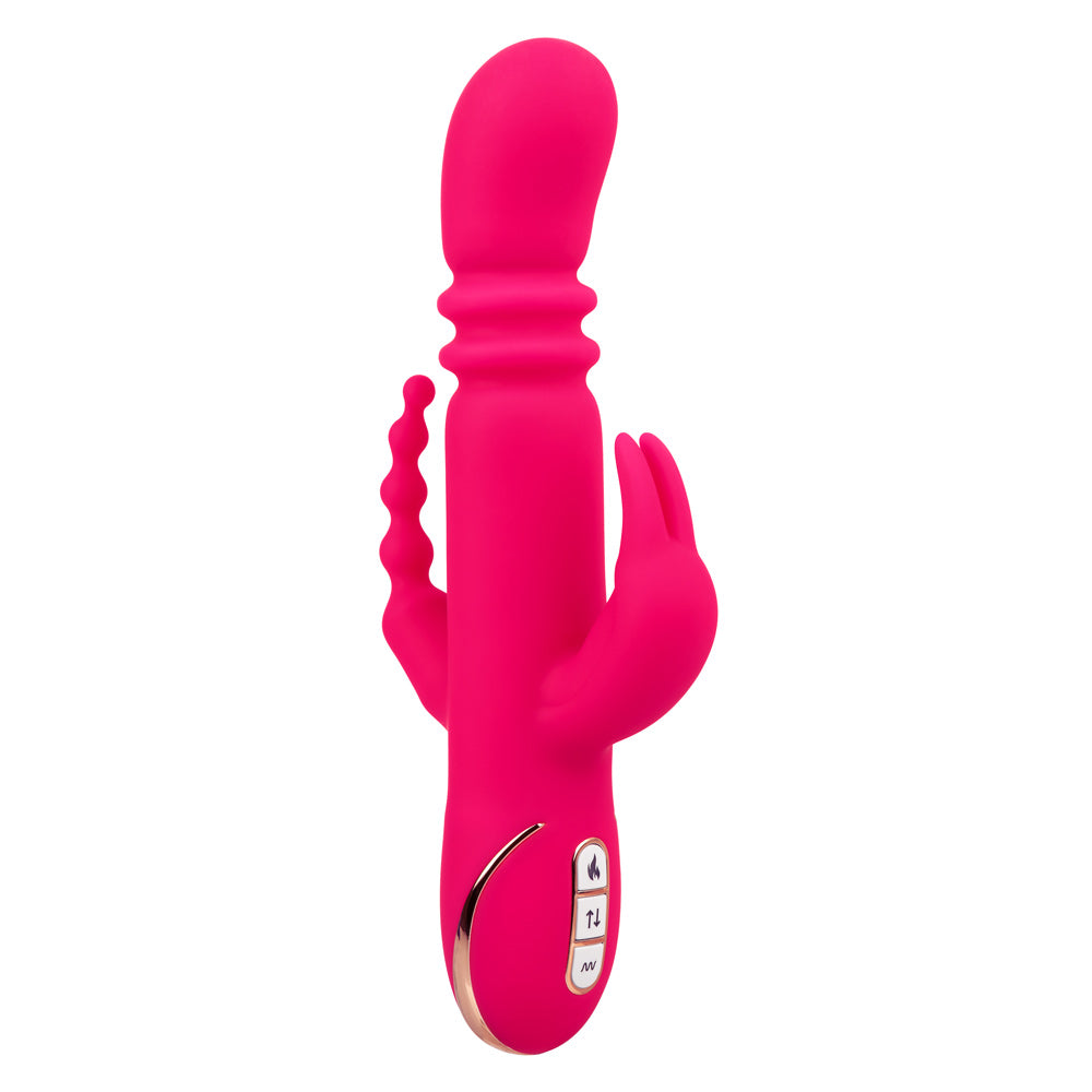 Jack Rabbit Signature Heated Silicone Triple Fantasy Rabbit Vibrator Pink