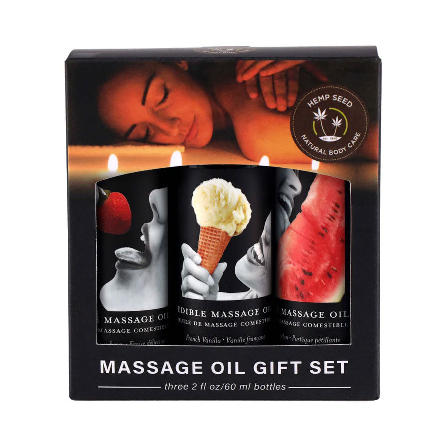 Edible Massage Oil Gift Set with Strawberry Vanilla Flavors