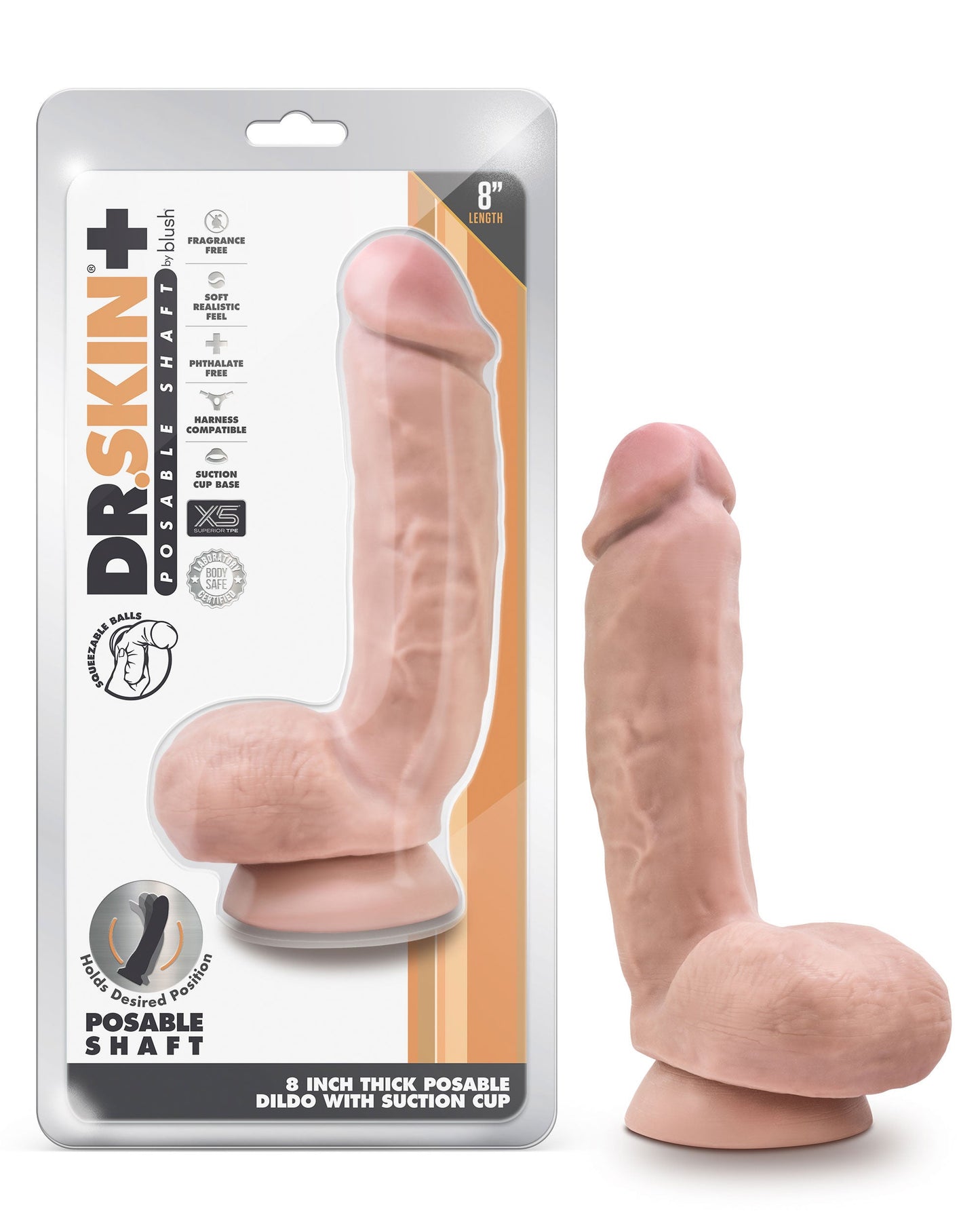 Dr. Skin Plus (Vanilla) – 8 Inch Thick Poseable Dildo