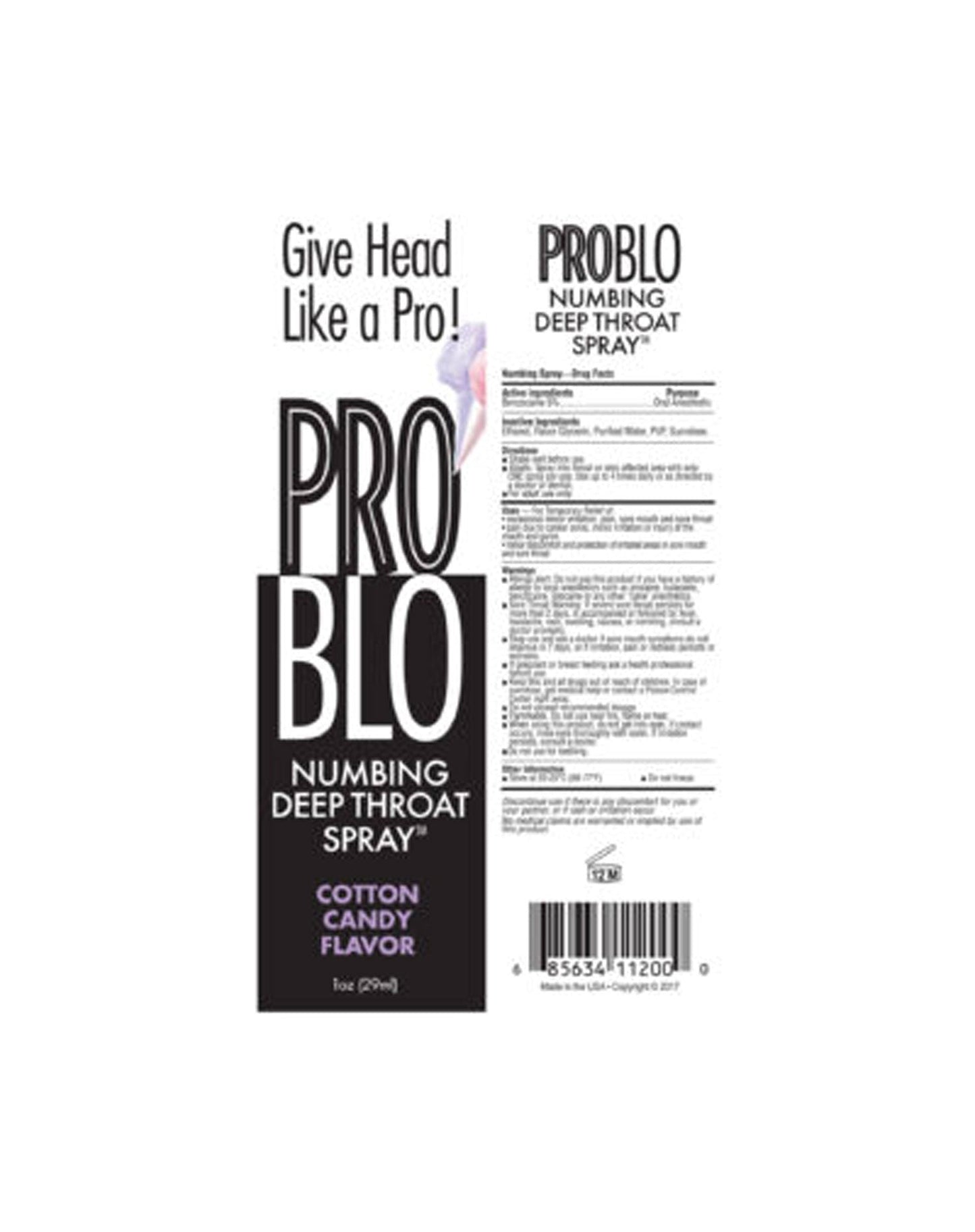 ProBlo Deep Throat Spray – Cotton Candy Flavored Oral Desensitiser 30ml