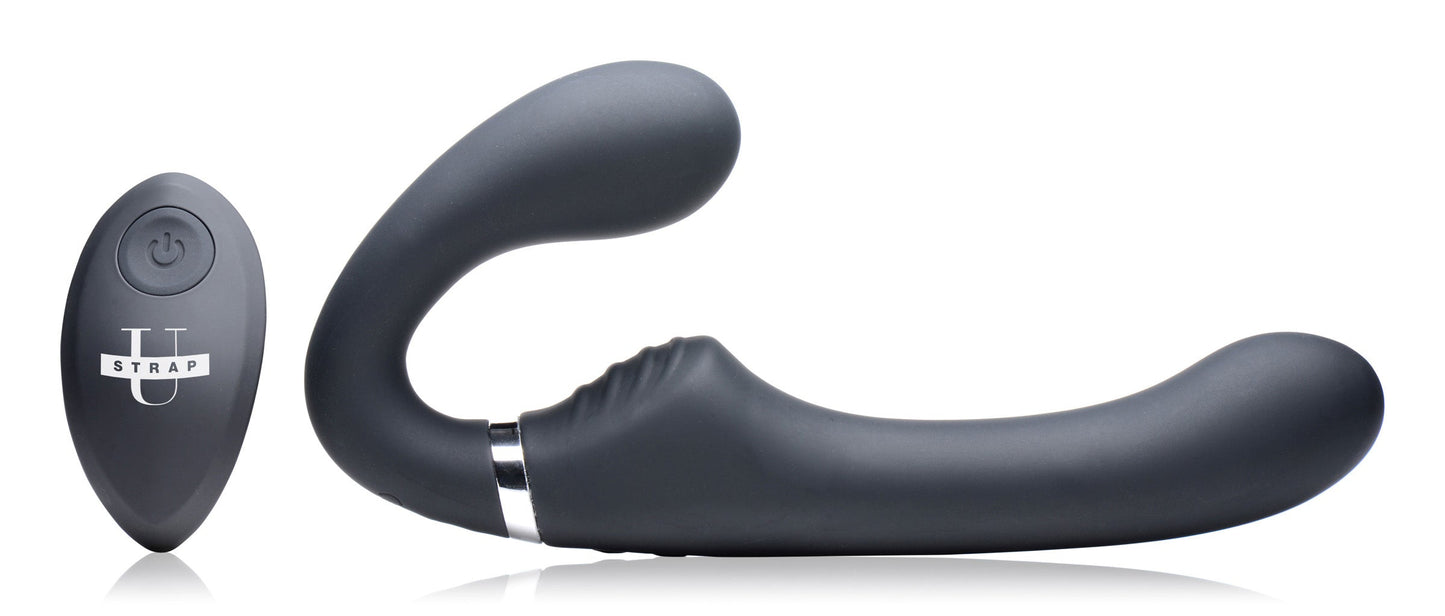 Mighty Rider 10X Strapless Strap-On Black with Remote Control