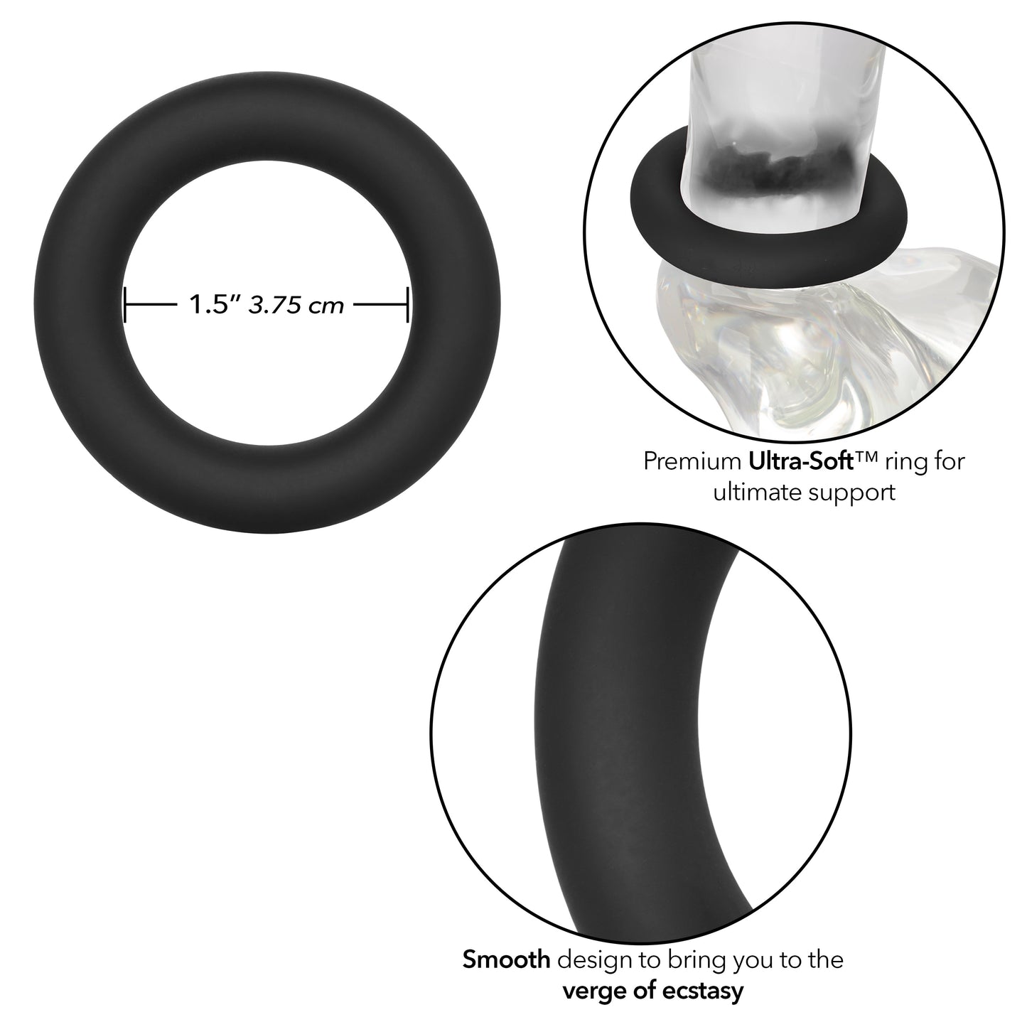 Link Up Ultra-Soft Verge Black Premium Silicone Stretchy Enhancer Ring