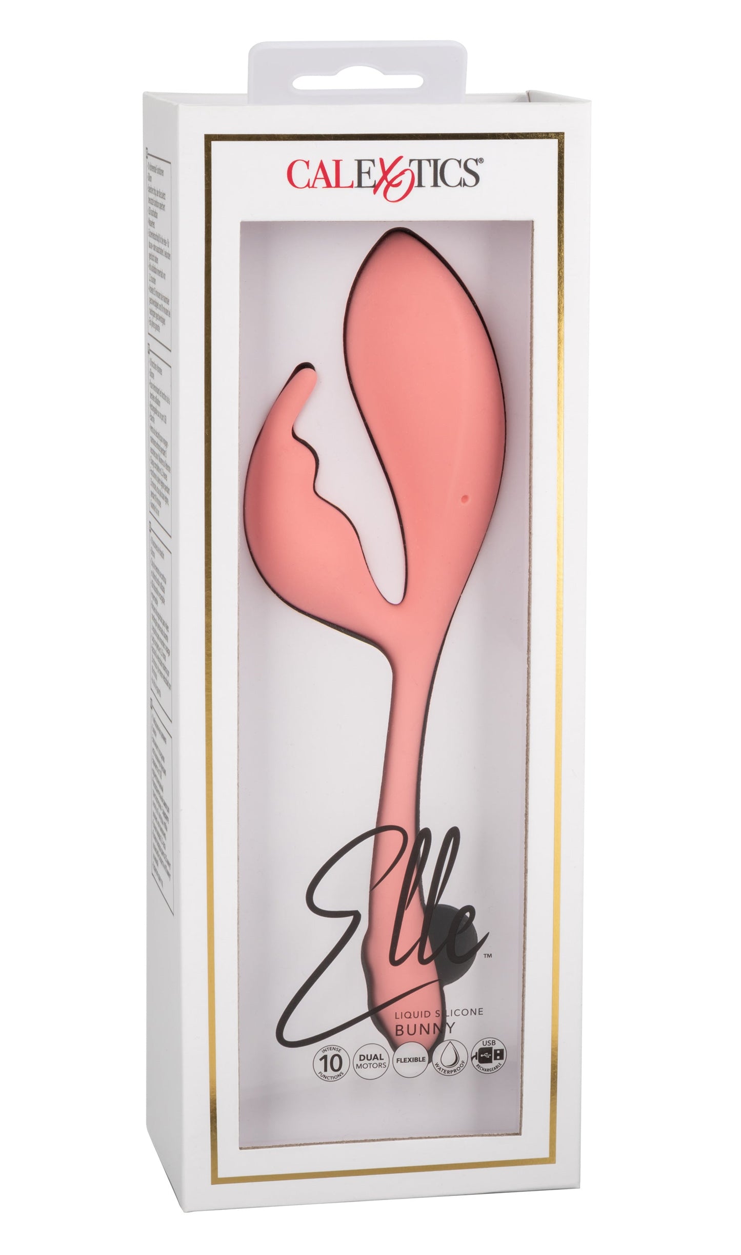 Elle Liquid Silicone Bunny Vibrator in Soft Pink with 10 Vibration Functions and Flexible Body