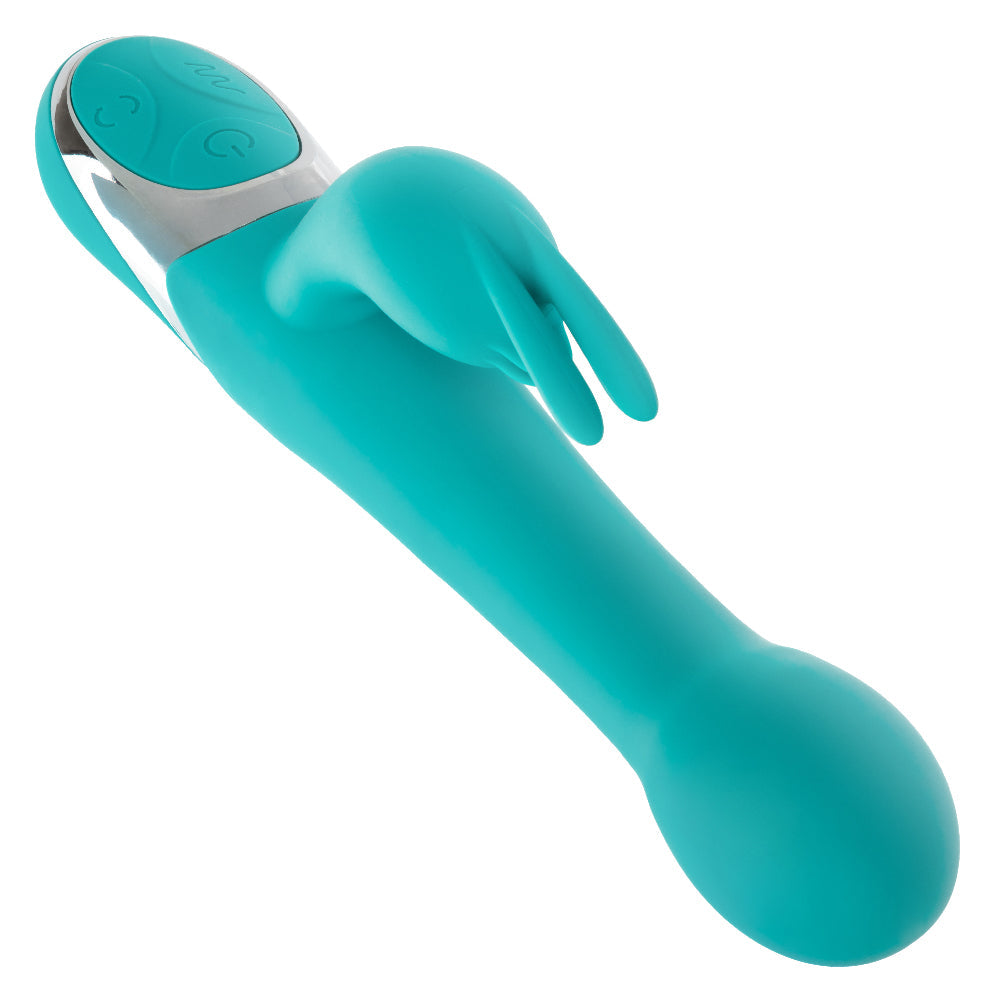 CalExotics Enchanted Oscillate Teal with Thrusting and Rotating, Rechargeable, Waterproof Silicone, 8.5 Inches
