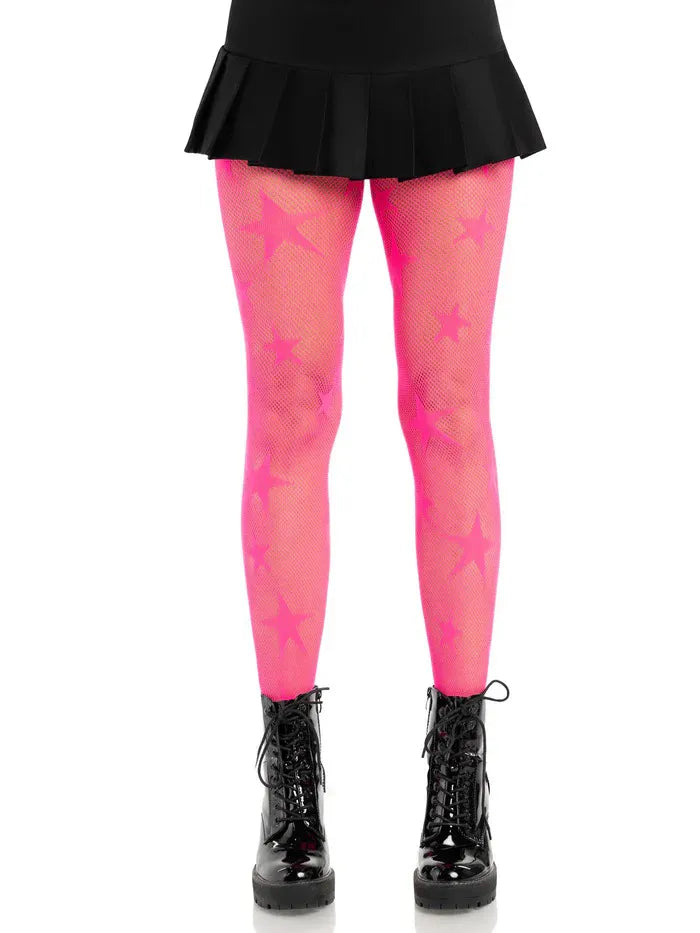 Star Net Tights – Neon Pink Fishnet Tights
