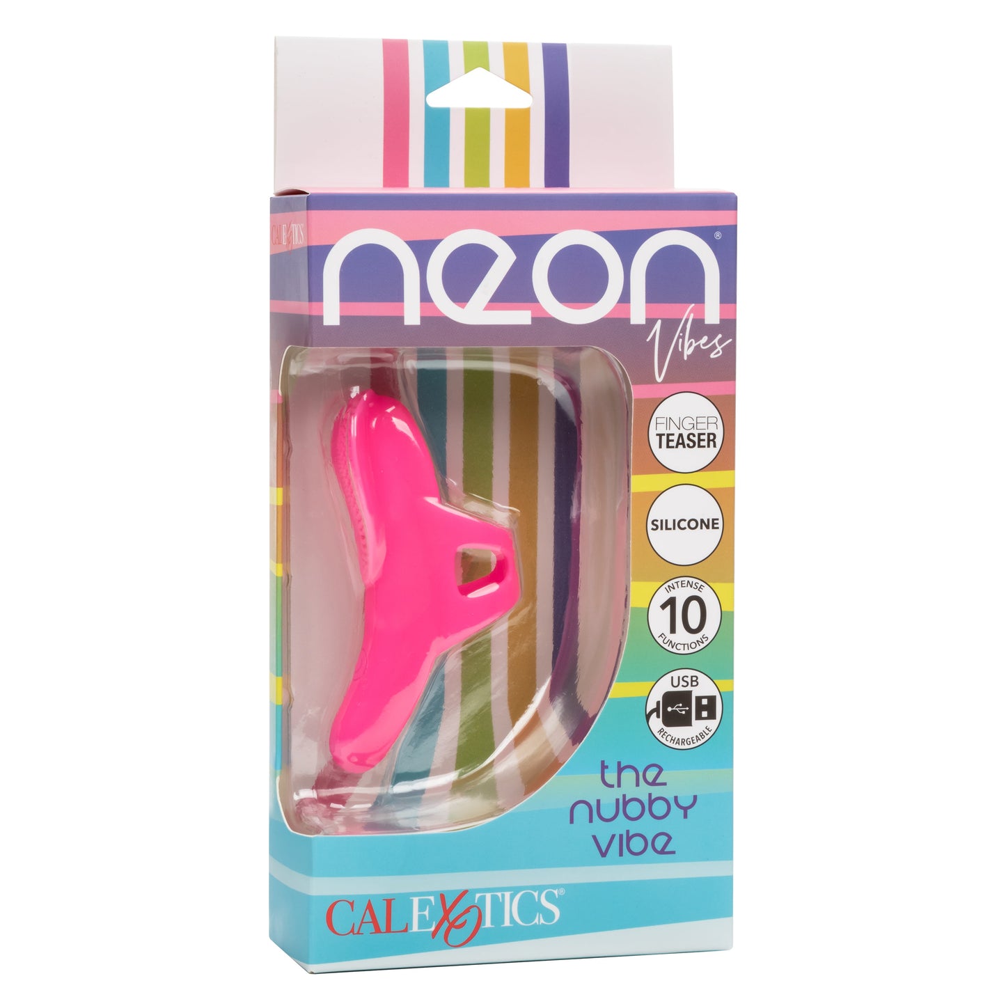 Neon Vibes The Nubby Vibe Pink Silicone Finger Teaser with 10 Functions and Rechargeable