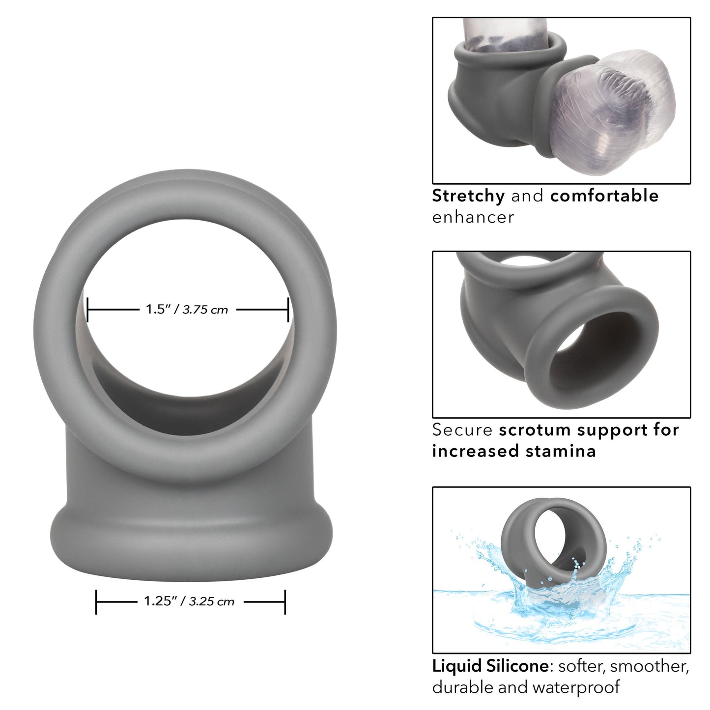 Alpha Liquid Silicone Precision Ring (Gray) – Ultra Stretchy Cock Ring