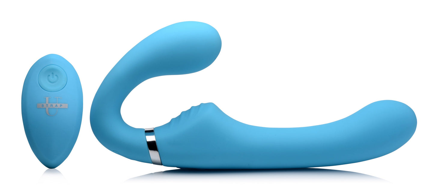 Mighty Rider 10X Strapless Strap-On Blue with Remote Control