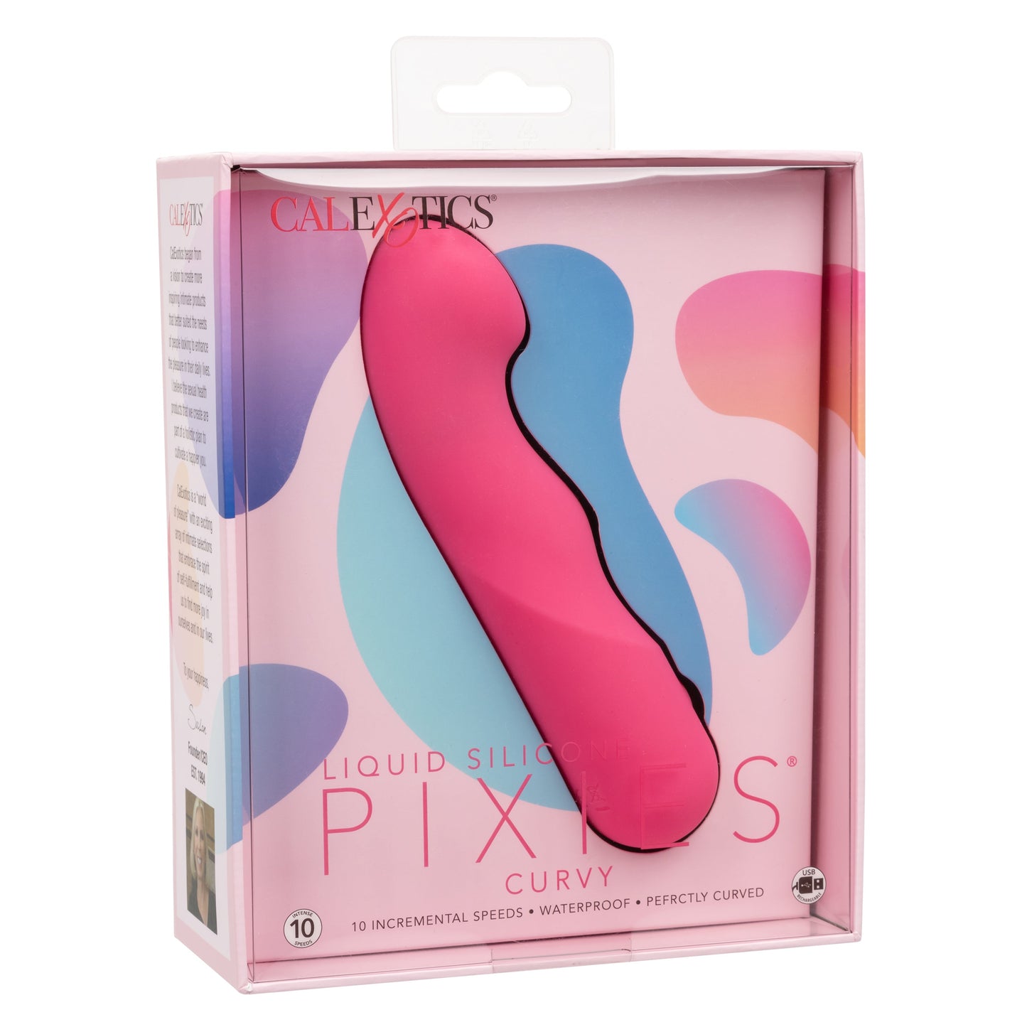 Liquid Silicone Pixies Curvy Pink Flexible Curved Massager with 10 Speeds