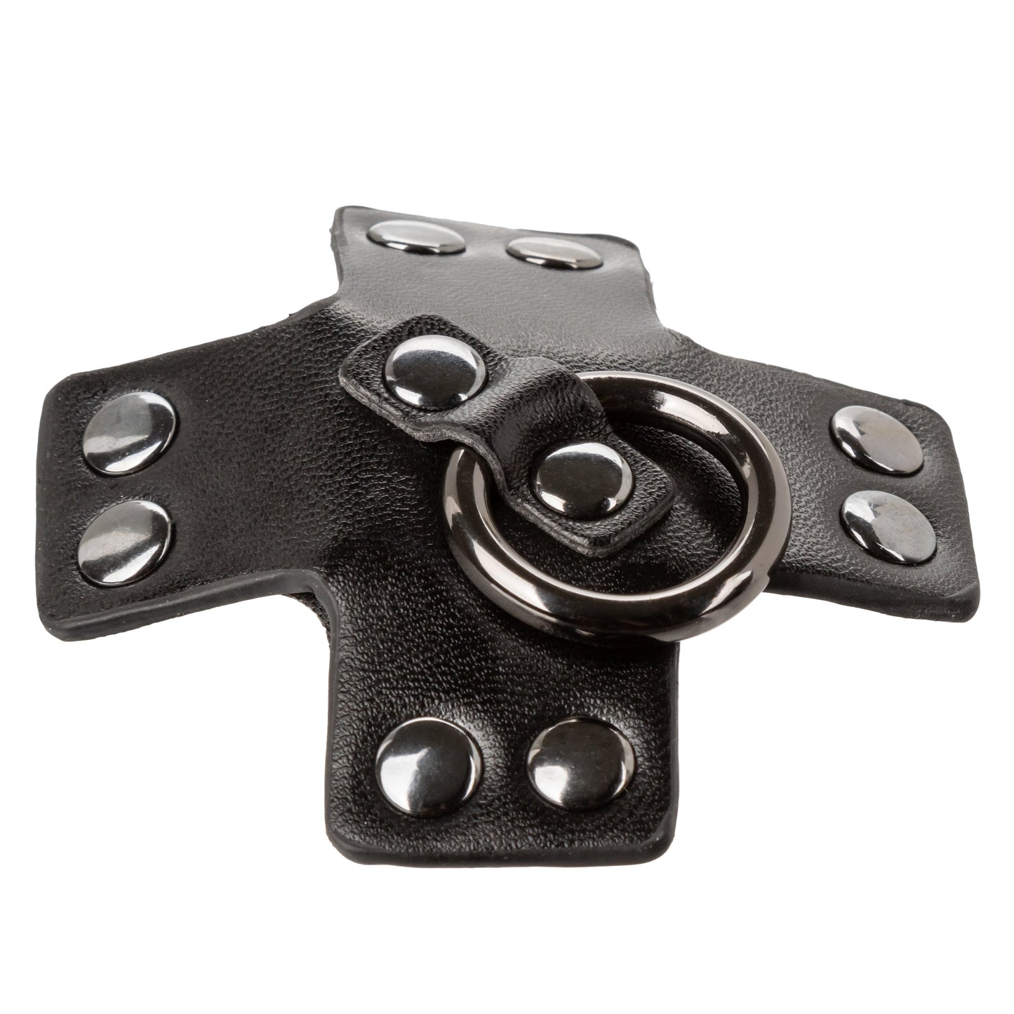 Euphoria Collection Black PU Coated Silicone O-Ring Pasties with Rivet Accents 3 Inch