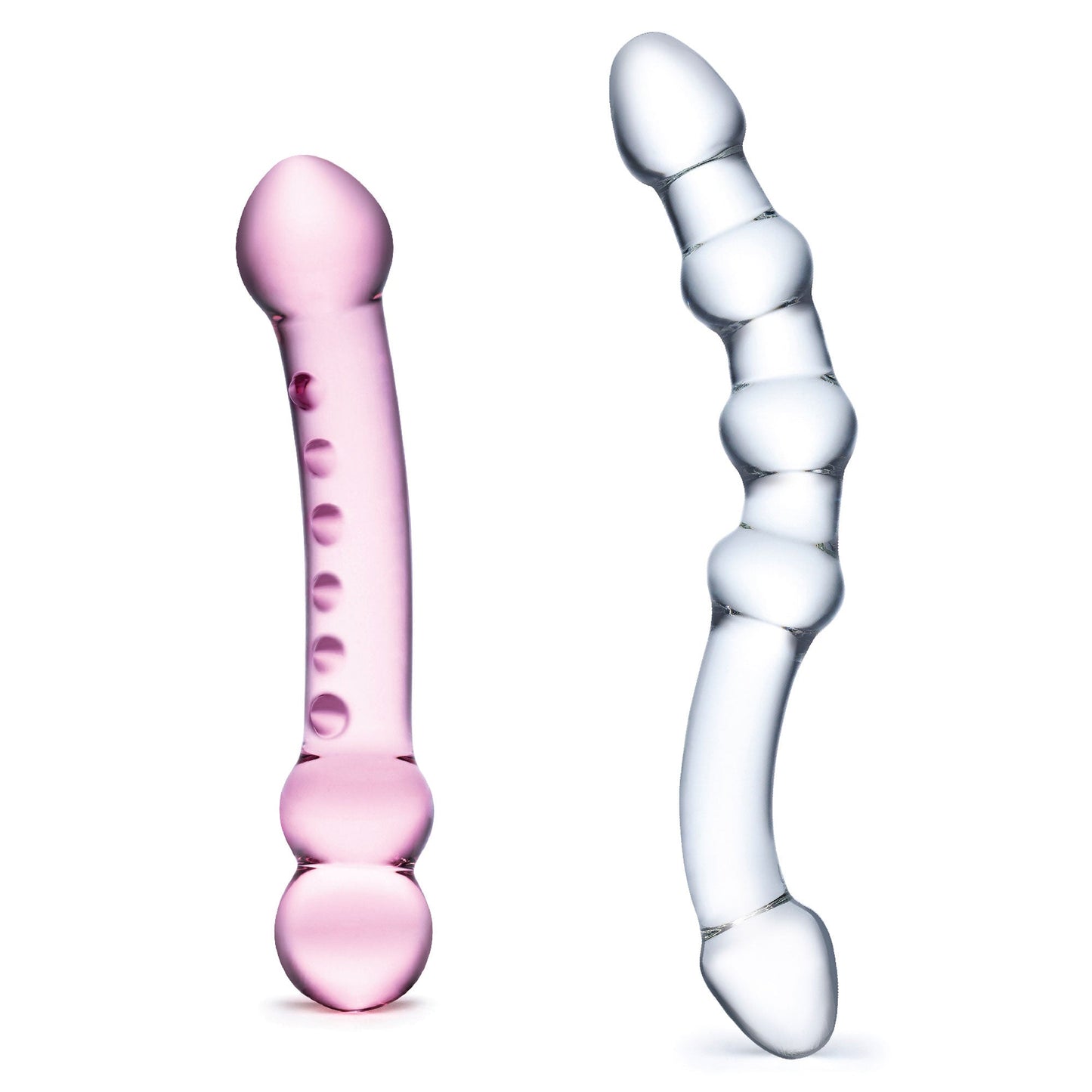 Glas Double Pleasure 6 Inch and 7.5 Inch Two-Piece Glass Dildo Set
