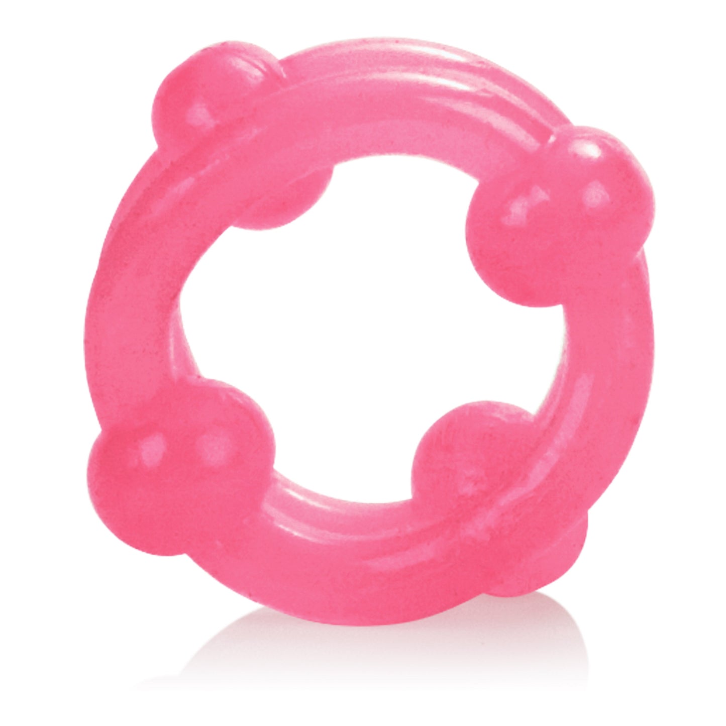 Island Rings Double Stacker Pink Glow in the Dark Stretchy TPE Cock Rings 0.75 Inch 2cm