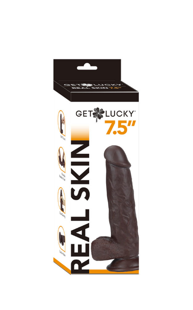 Get Lucky 7.5 Inch Realistic Dark Brown Dildo