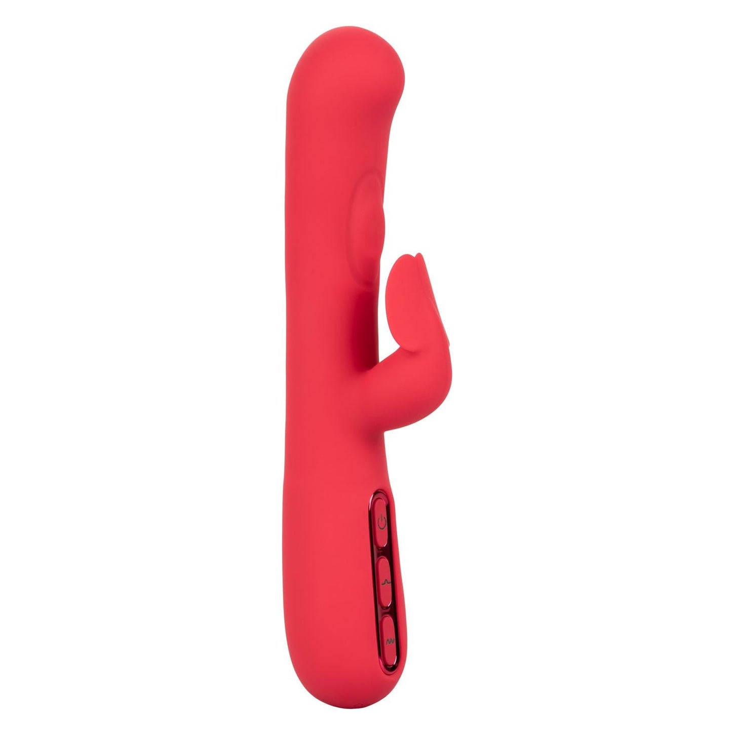 Throb Flutter Red Dual Stimulator Massager with 2x Thumping Action and 7 Vibration Functions, Silicone Waterproof Vibrator
