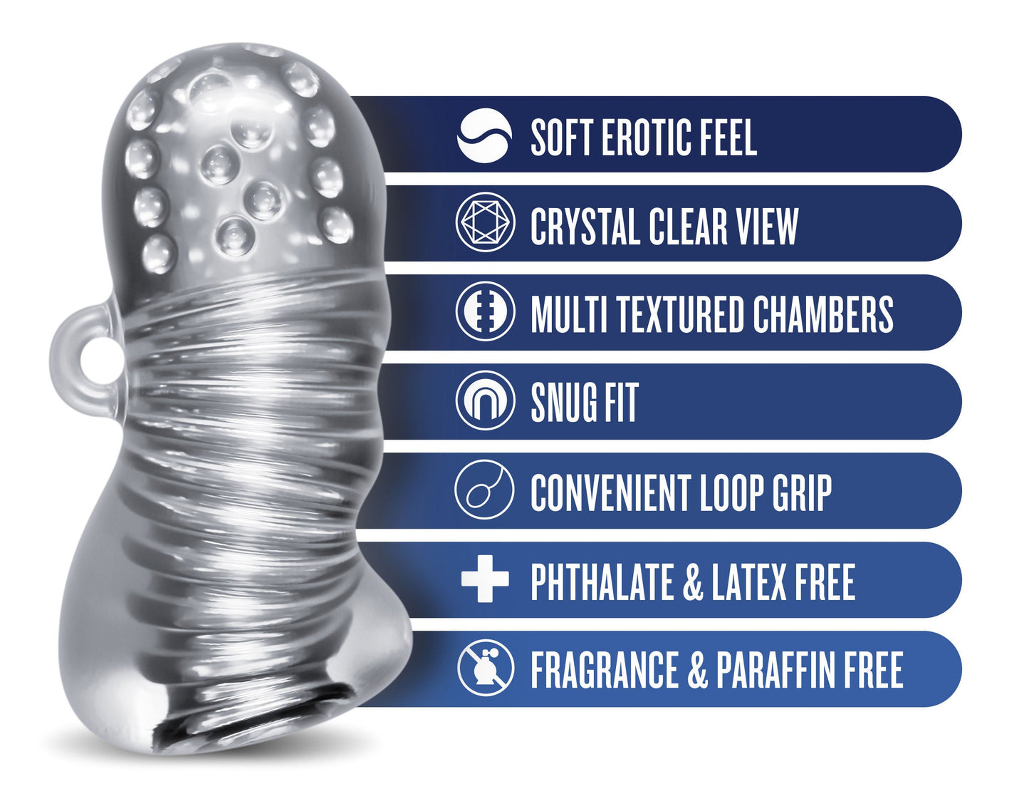 Rize Squeezy (Clear) – Textured Male Masturbator Sleeve