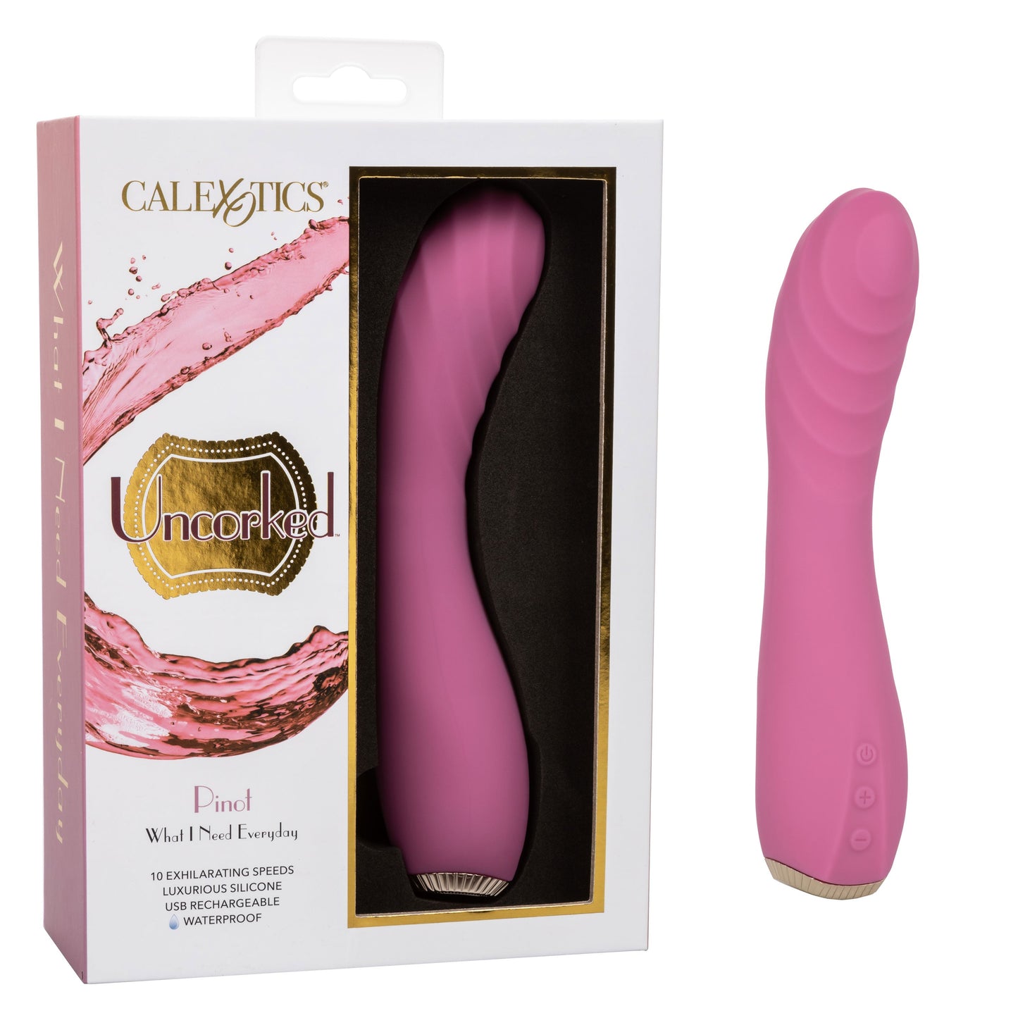 Uncorked Pinot Pink Silicone Massager with 10 Speeds and Rechargeable