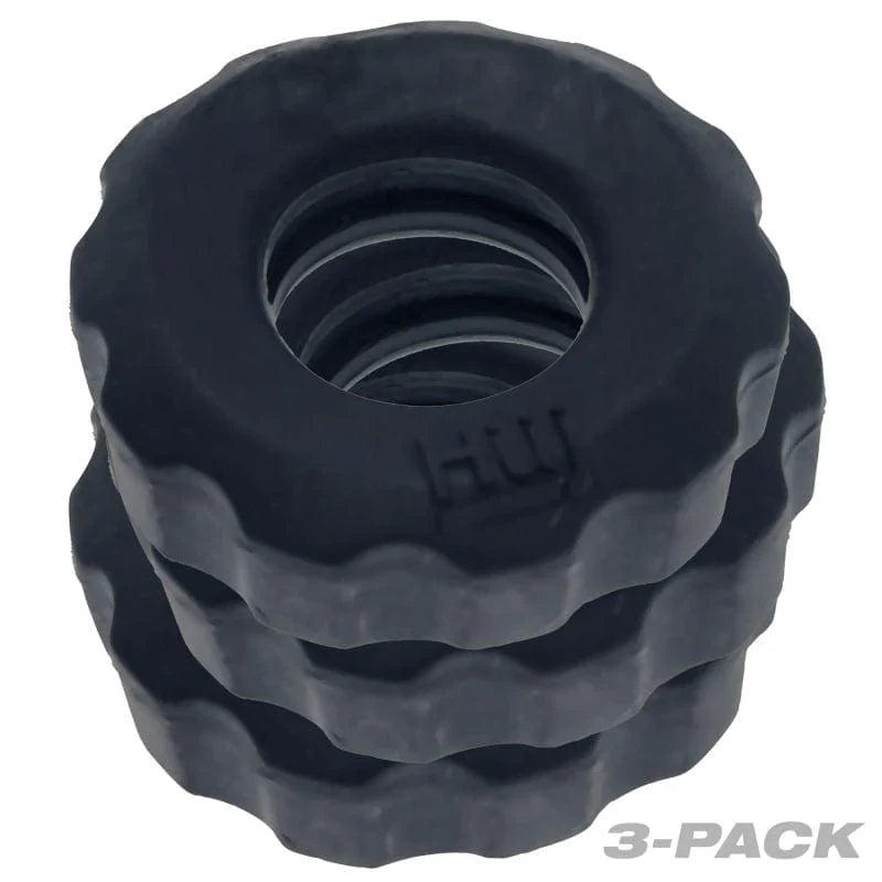 Super Hunkyjunk 3 Piece Cockrings Tar Ice for Enhanced Bulge and Firmness