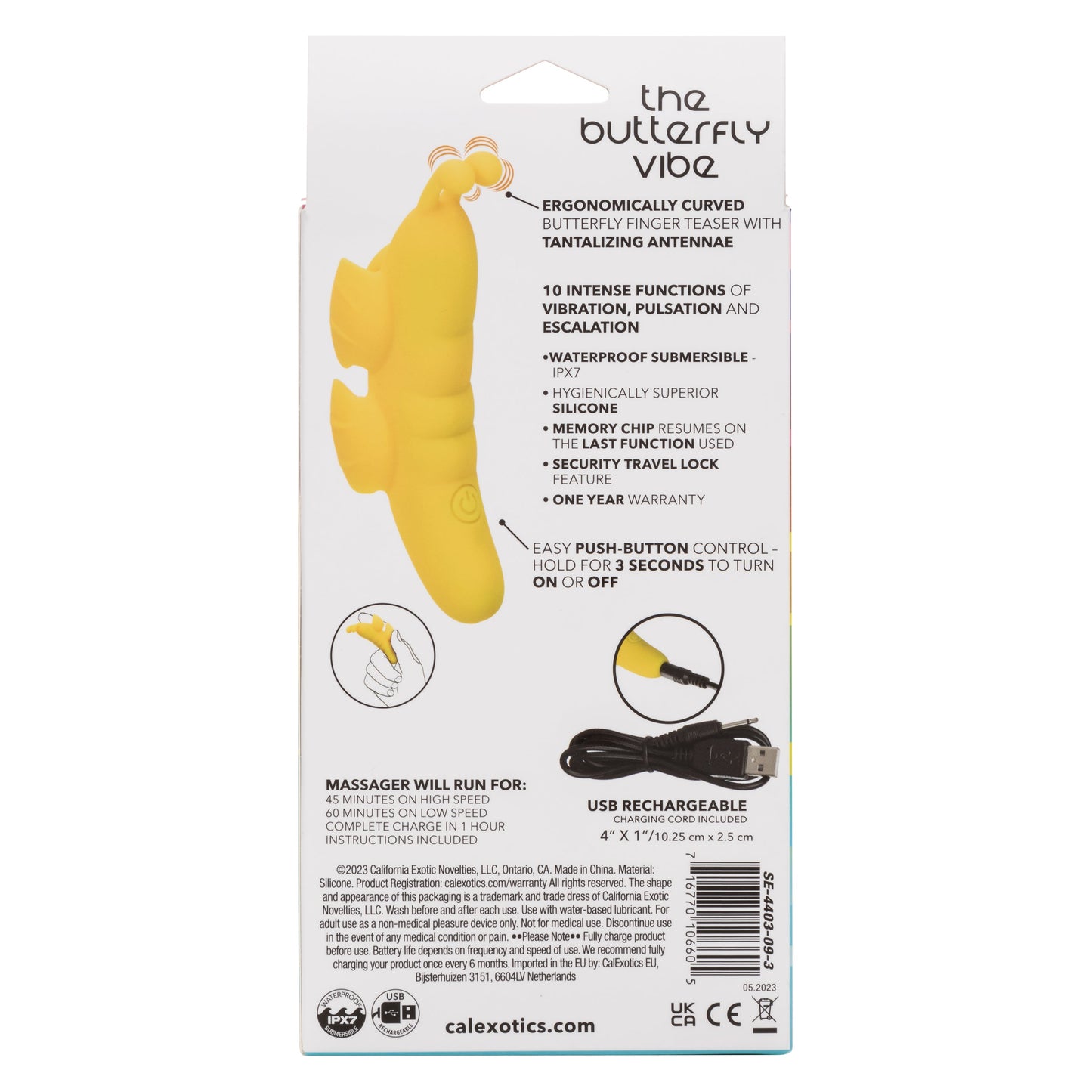 Neon Vibes The Butterfly Vibe Yellow Silicone Finger Teaser with 10 Functions and Rechargeable