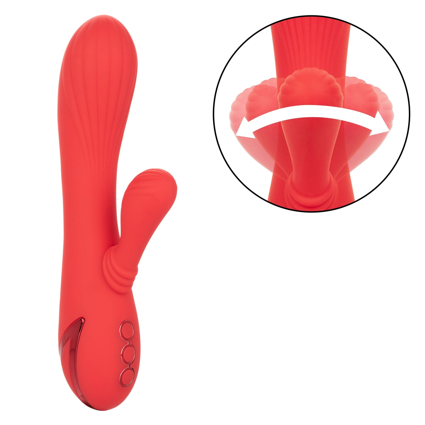 California Dreaming Palisades Passion Red Silicone Heated Massager with Swinging Teaser and Triple Motor Vibrations