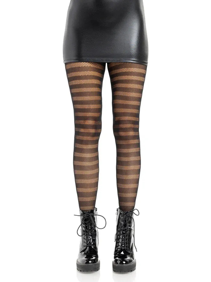 Cosima Striped Net Tights – Nylon Spandex Hosiery