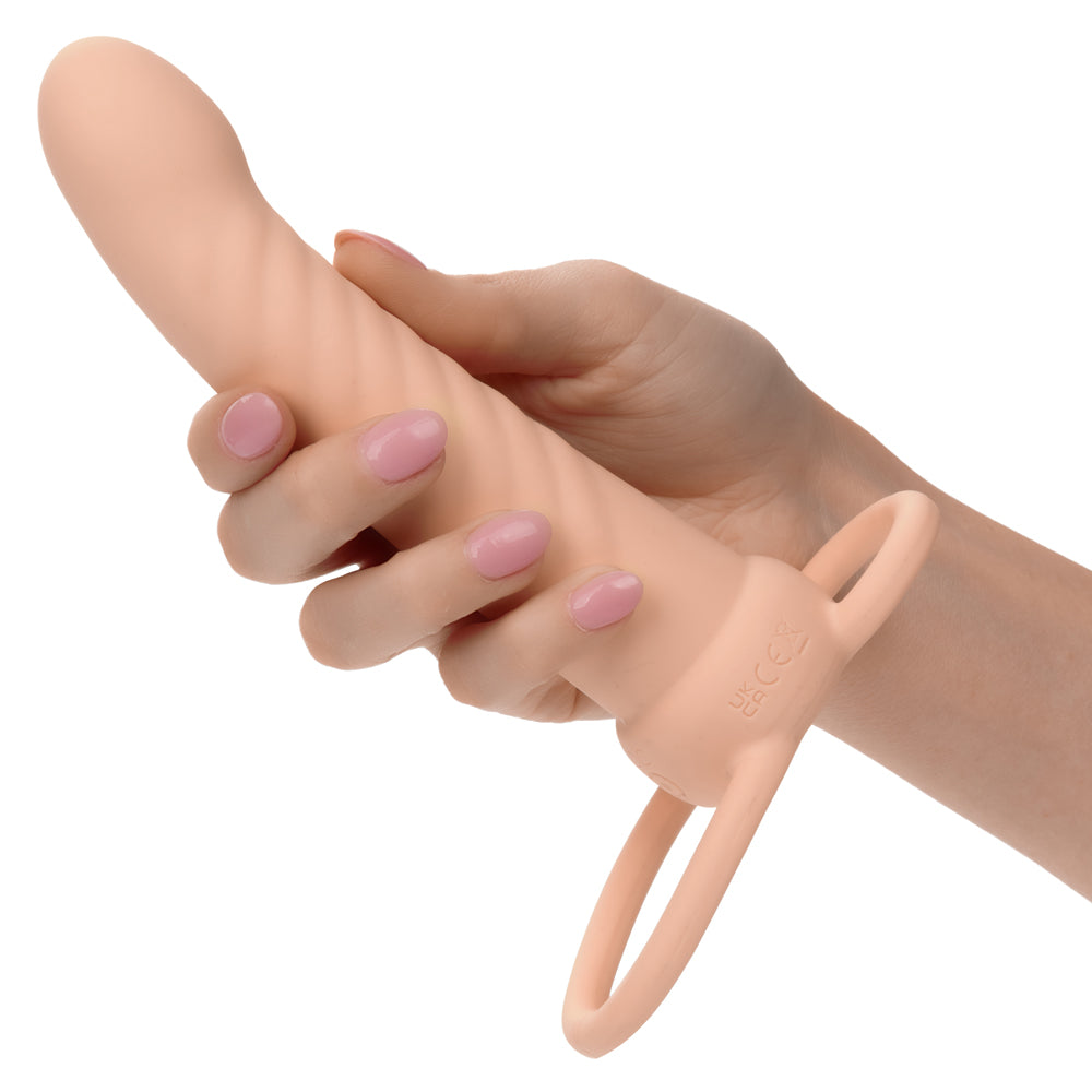 Performance Maxx Ribbed Dual Penetrator Liquid Silicone Waterproof Vibrating Probe