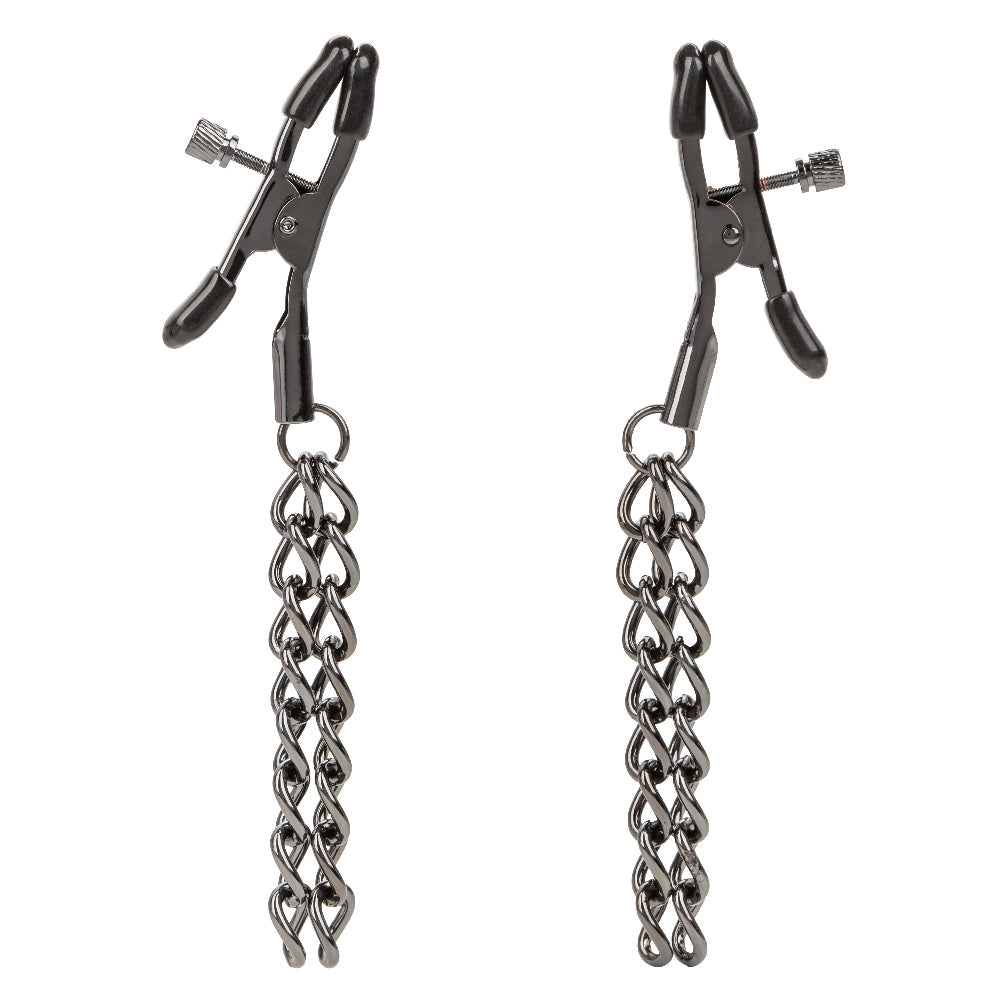 Euphoria Collection Black Chain Adjustable Nipple Clamps with Soft Pads