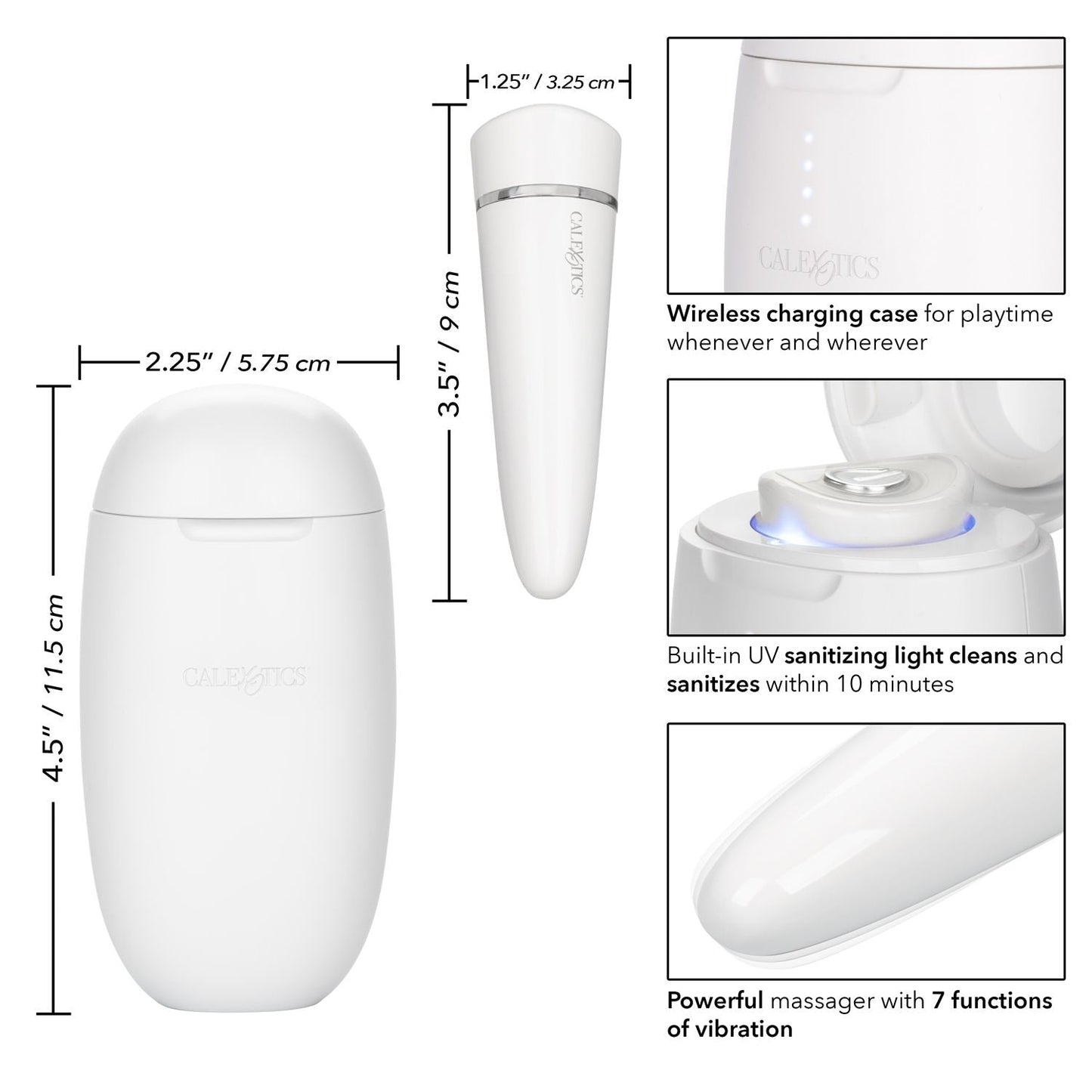 My Pod White Wireless Massager with UV Sanitizing Charging Case and 7 Vibration Modes