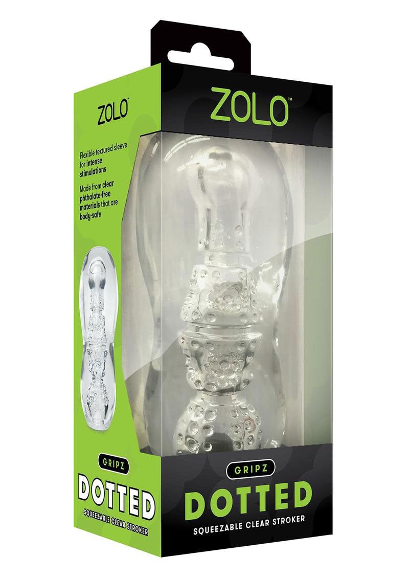 Zolo Gripz Dotted Clear – Squeezable Stroker