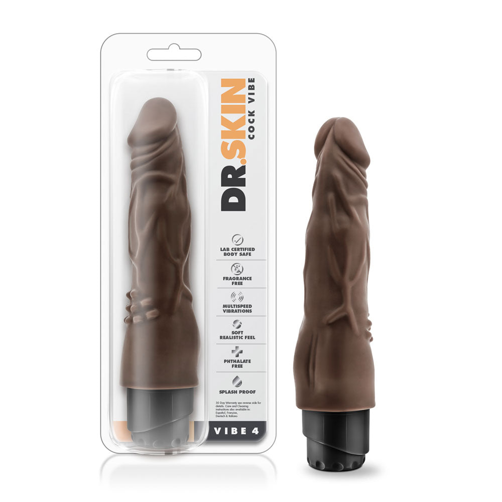 Dr Skin 8 Inch Chocolate Vibrating Realistic