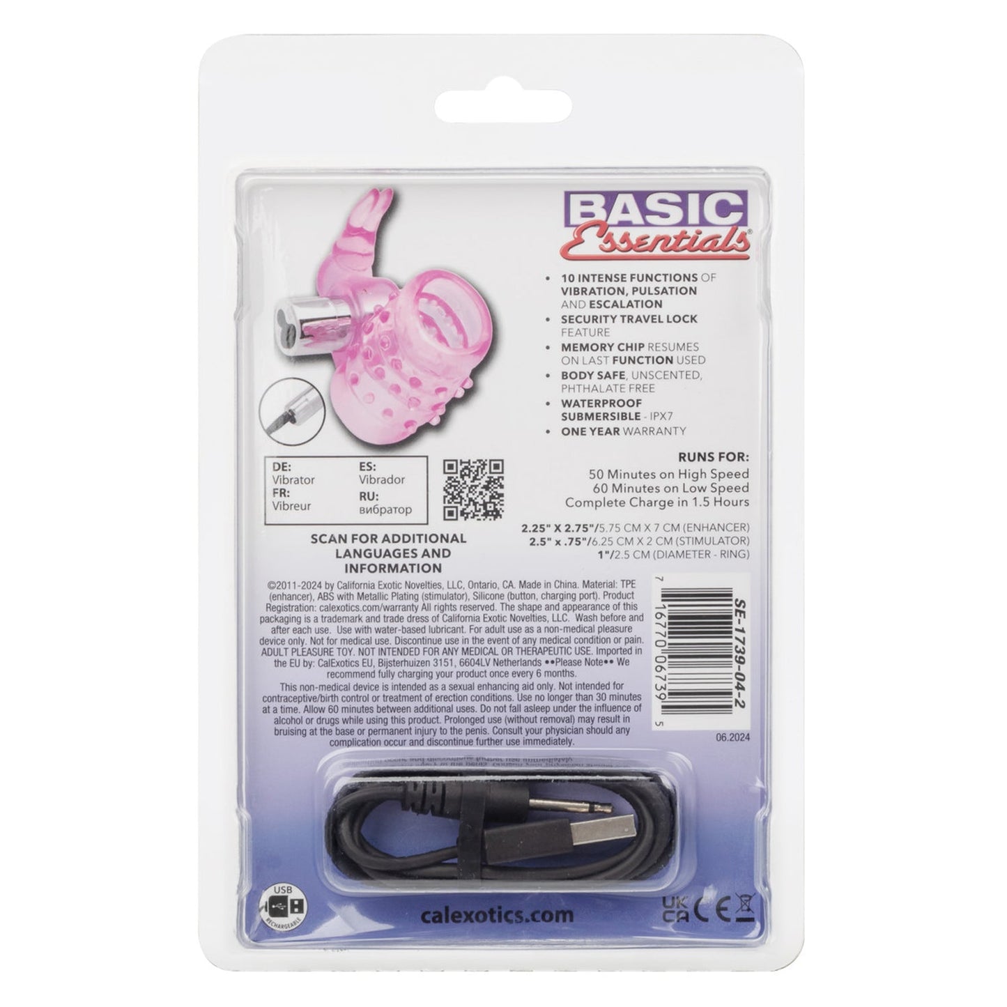 Basic Essentials Stretchy Bunny Vibrating Enhancer