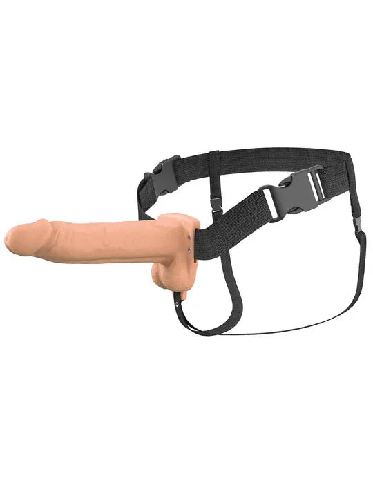 Fantasy X-Tensions Elite (Beige/Brown) – Vibrating Hollow Silicone Strap-On 8 Inch